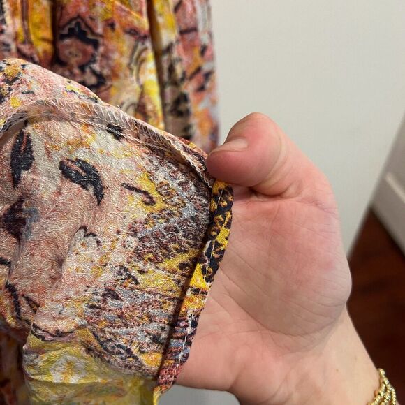 Jane Delancey Womens Multicolor Shirt Top 1X Button Up Rayon Pleated Long Sleeve - Picture 4 of 9